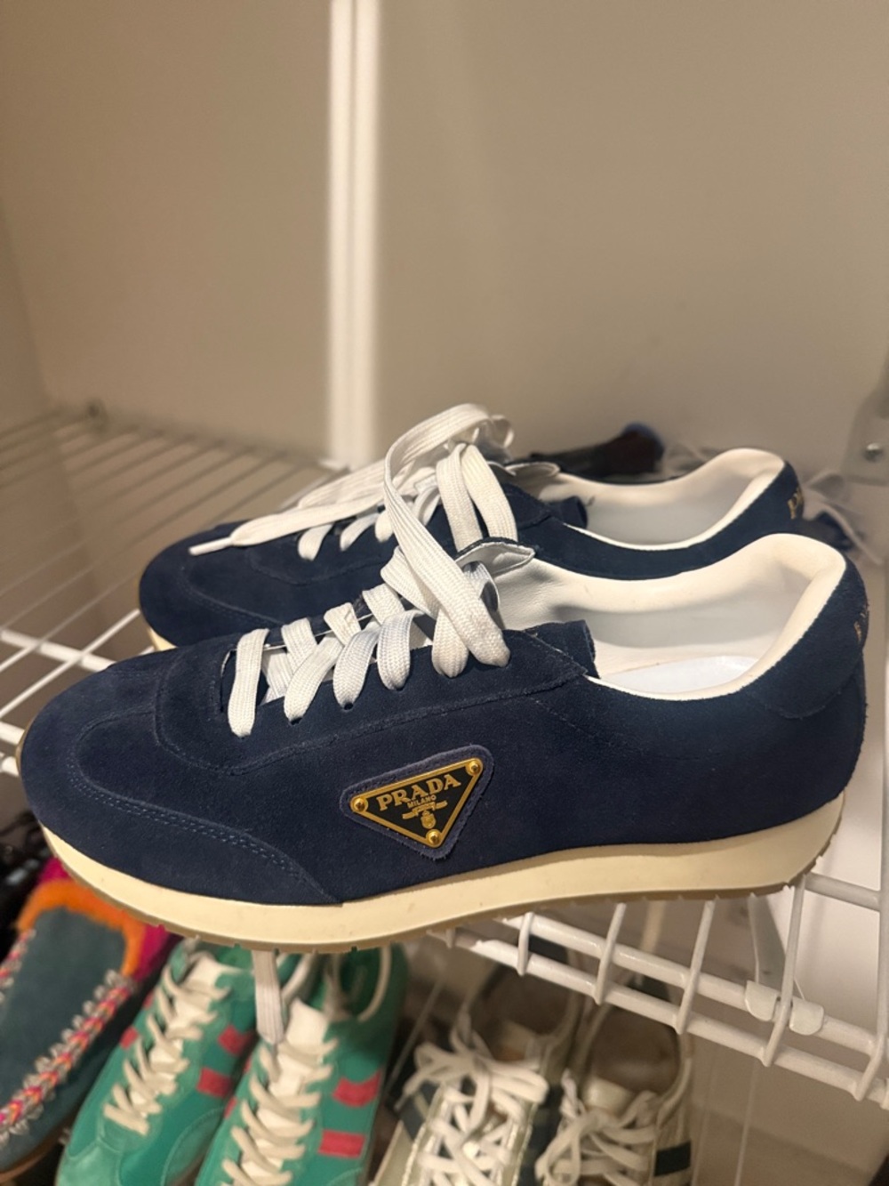 Navy Suede Low-Top Sneakers